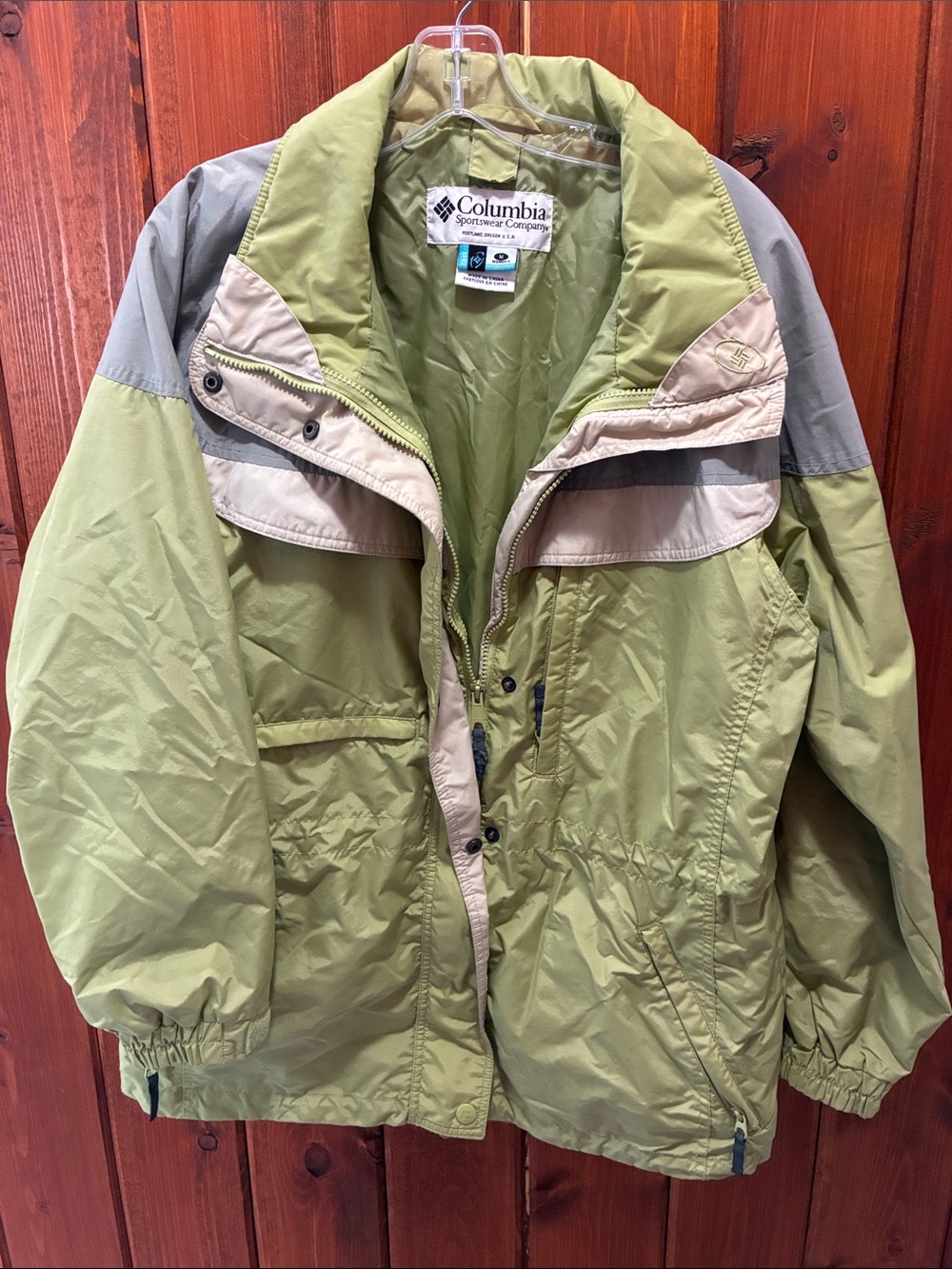 Columbia Olive Green and Grey Rain Jacket